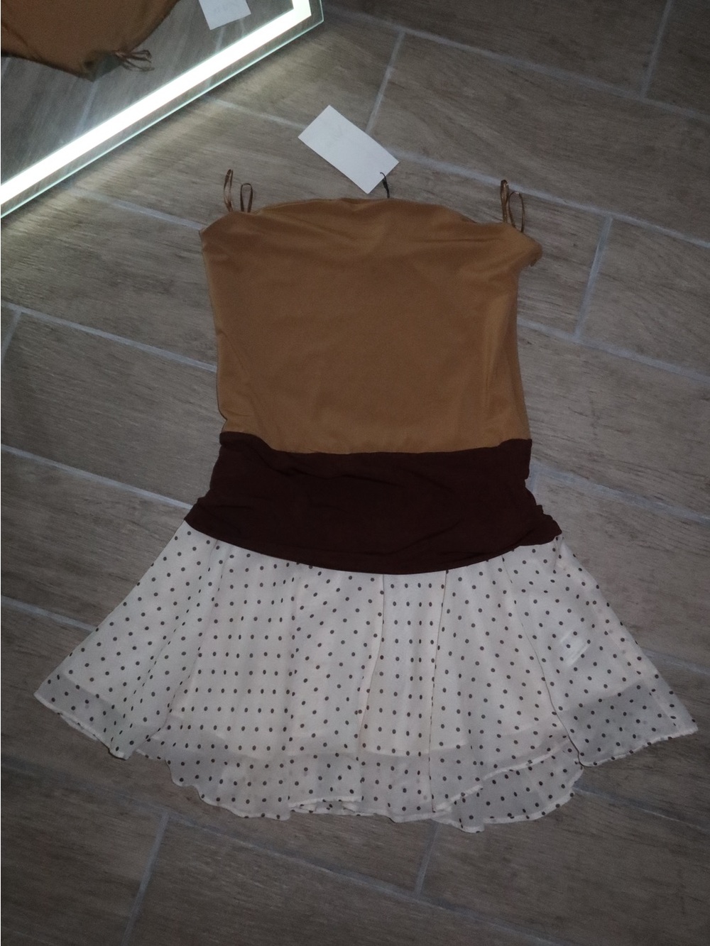 Zara Brown and White Polka Dot Mini Dress
